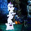 Three stacked ghosts Halloween decoration with varied expressions, 4 FT tall, illuminated by 120 LED lights for outdoor.