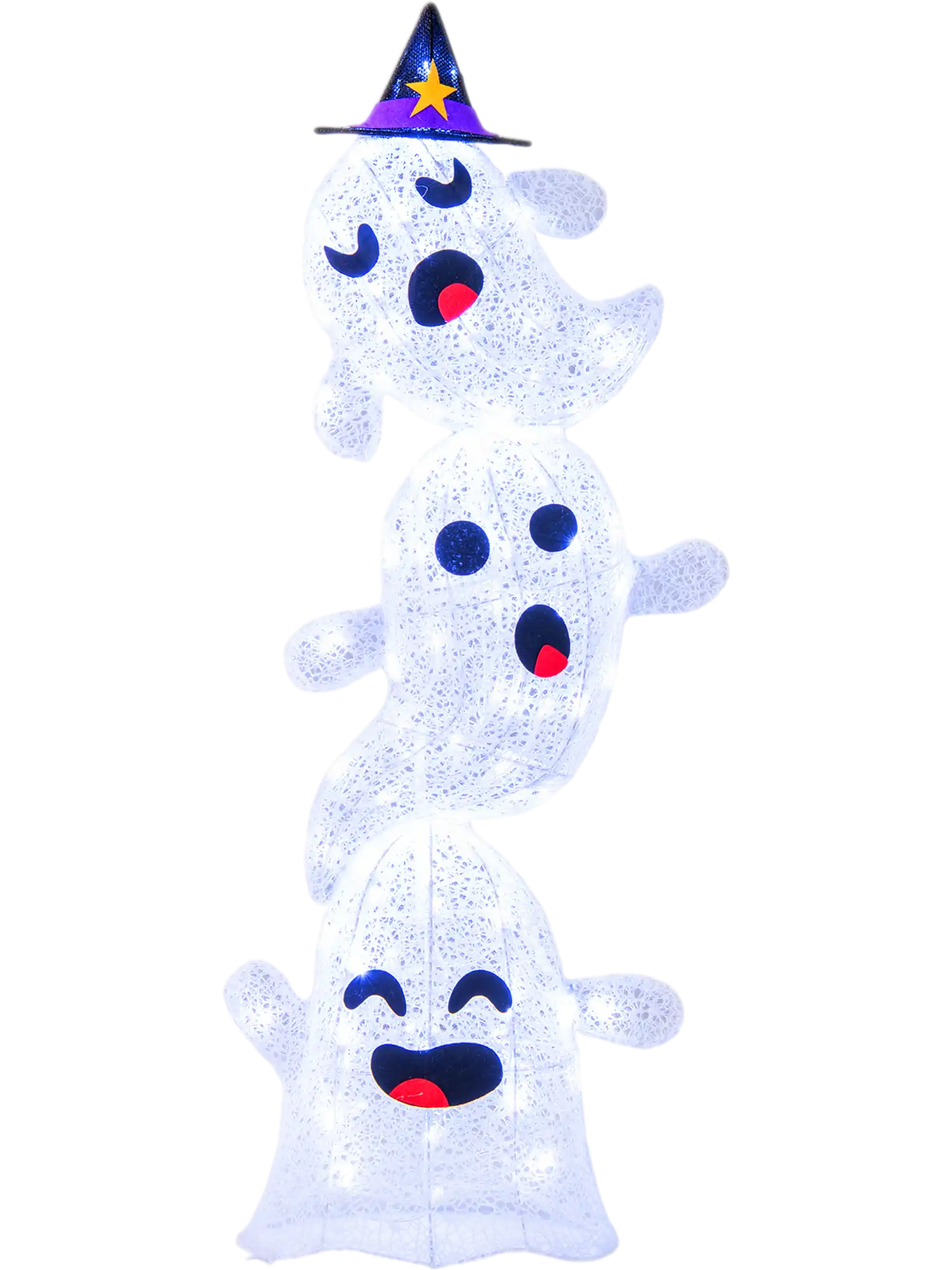 Costway 4' Lighted Stacked Ghosts Halloween Decoration 120 LED 18345927 New
