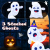 Stacked ghosts Halloween decoration with 120 LED lights, perfect for outdoor use and creating a festive atmosphere.