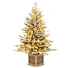 4 FT pre-lit artificial Christmas tree with 100 warm white LED lights, snow flocked branches, and pine cones for.