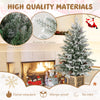 4 FT pre-lit artificial Christmas tree with 100 LED lights, snow flocked branches, and pine cones for festive decor.
