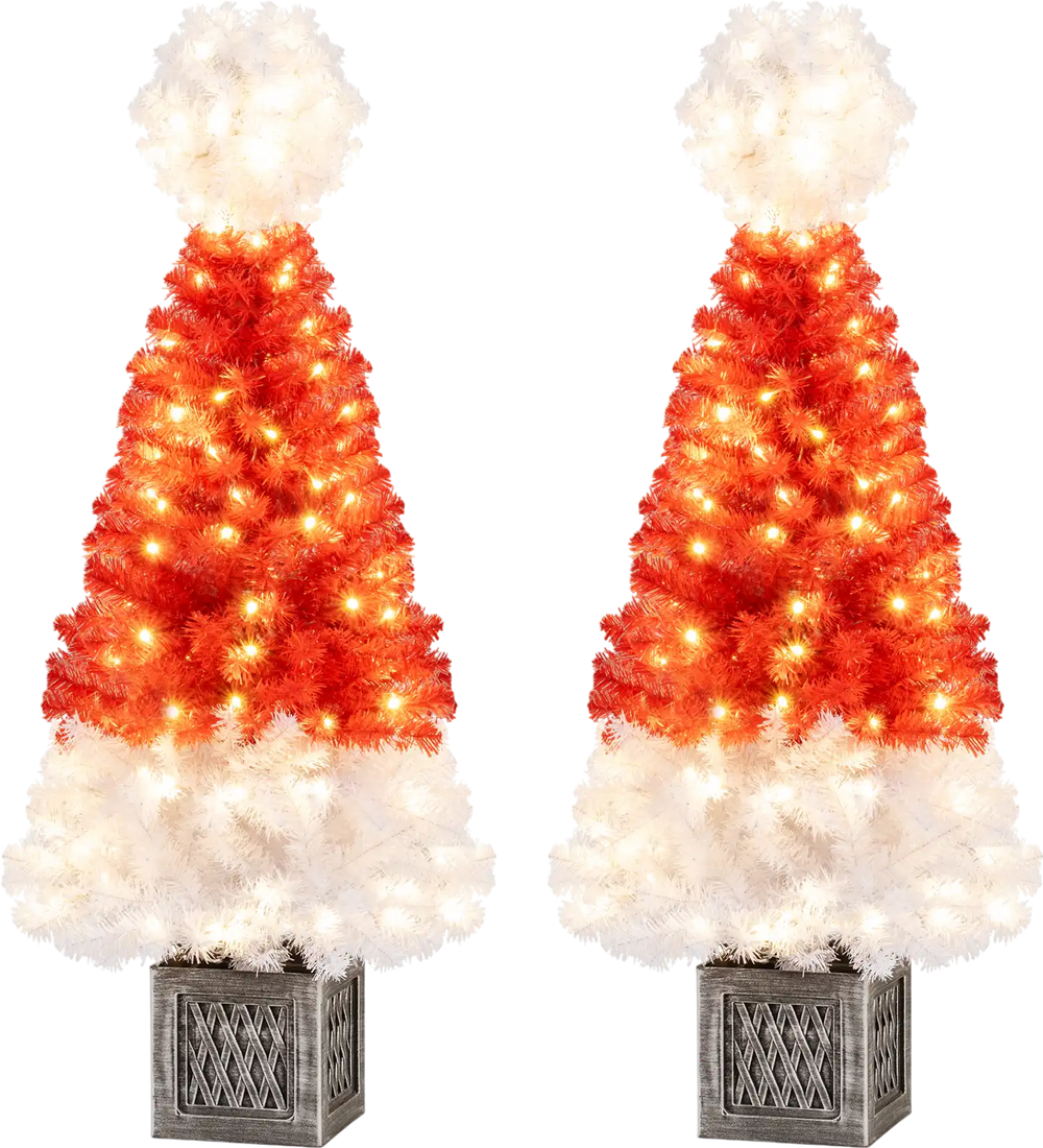 4 Feet Artificial Christmas Tree with 300 Branch Tips and 100 Warm White LED Lights