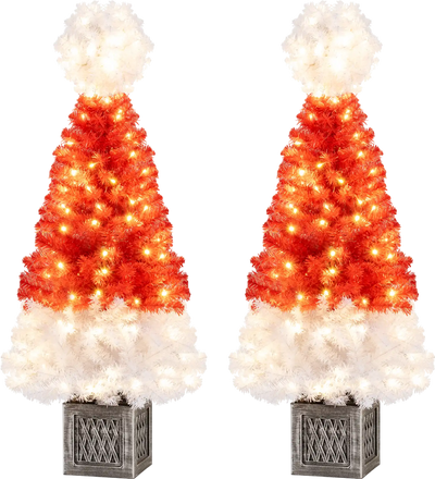 Costway 4' Artificial Christmas Tree w/ 300 Tips & 100 Warm White LED Lights 14399783 New