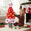 4 feet artificial Christmas tree with warm white LED lights, featuring a Santa hat design and vibrant branch tips for.