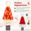 4 feet artificial Christmas tree with Santa hat design, 300 branch tips, and 100 warm white LED lights for festive.