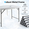 Folding ice bin table with a robust metal frame, waterproof HDPE top, ideal for camping, picnics, and weddings.