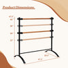 Freestanding double ballet barre with adjustable height, durable beech wood, and sturdy black metal frame for versatile.