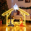 4 Ft lighted nativity scene featuring the Holy Family with 272 LED beads, perfect for indoor or outdoor Christmas decor.