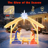 4 Ft lighted nativity scene with 272 LED beads, warm white lights, ideal for outdoor holiday decoration.