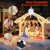 4 Ft lighted nativity scene with 272 LED beads, featuring easy assembly for indoor or outdoor holiday display.