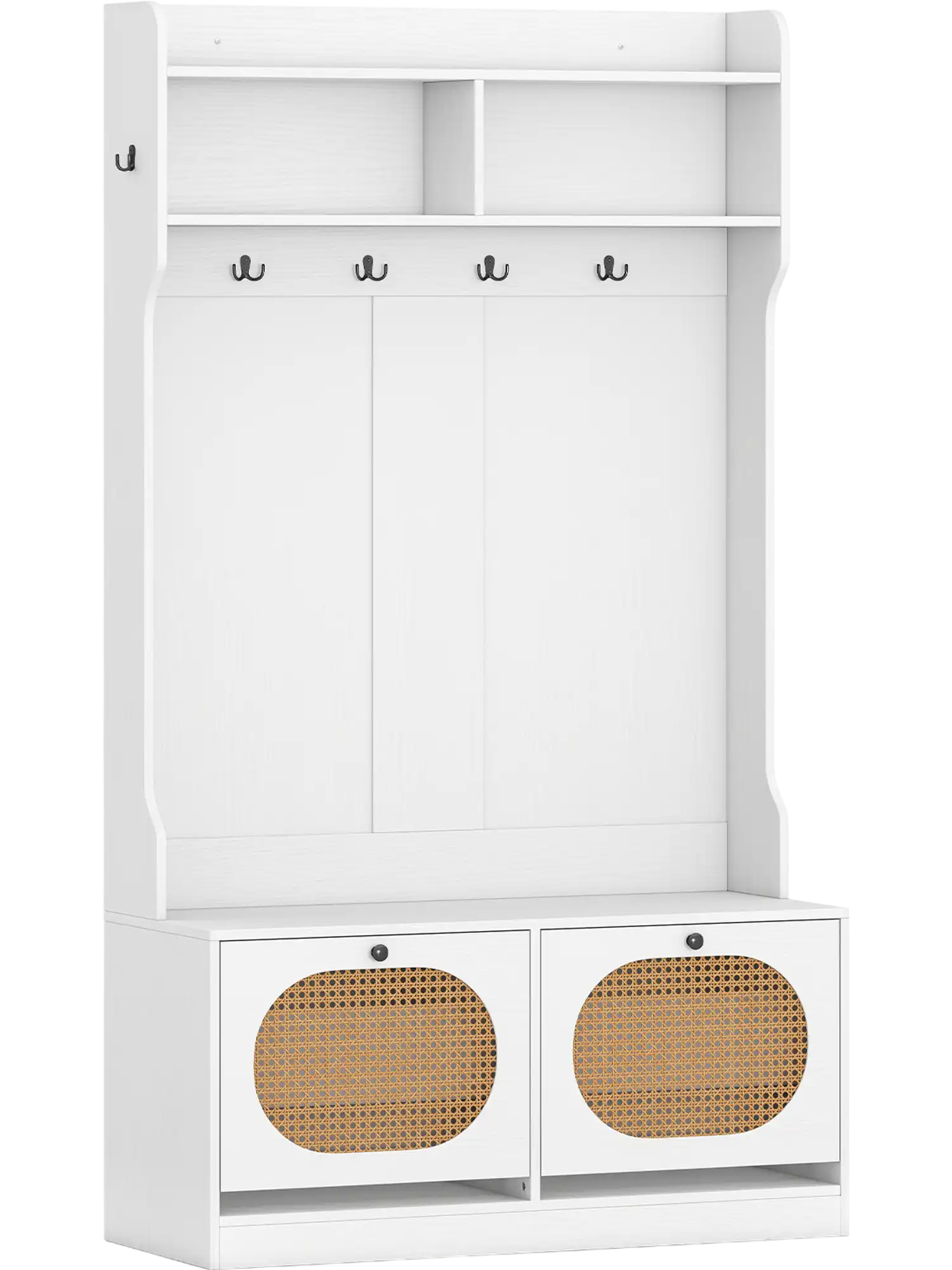 Costway 4-in-1 Hall Tree Coat Rack Flip Drawers Entryway Mudroom 81312090 New