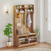 4-In-1 Hall Tree with Coat Rack and Flip Drawers for Entryway Mudroom-Natural - Gallery View 1 of 10