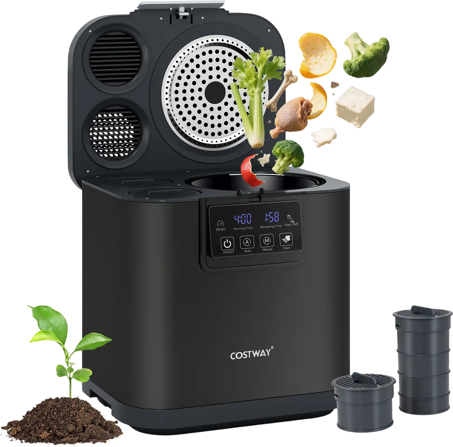 Costway 4 L Electric Kitchen Composter w/ Lid LED Display 413782695 New