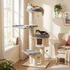4-Layer 68.5-Inch Wooden Cat Tree Condo Activity Tower with Sisal Posts-Gray - Gallery View 1 of 10
