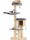 Multi-layer 68.5-inch wooden cat tree with plush coverings and sisal posts, perfect for cat napping and play.