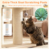 Cat using the extra-thick sisal scratching post on the 68.5-inch wooden cat tree condo for claw grinding and play.