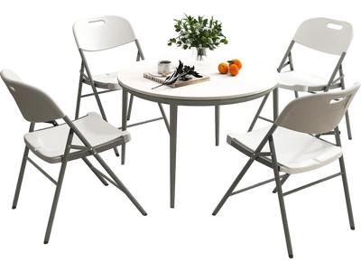 Costway 4 Pack Folding Stackable Chairs Metal Frame Carry Handle White 94567128 New