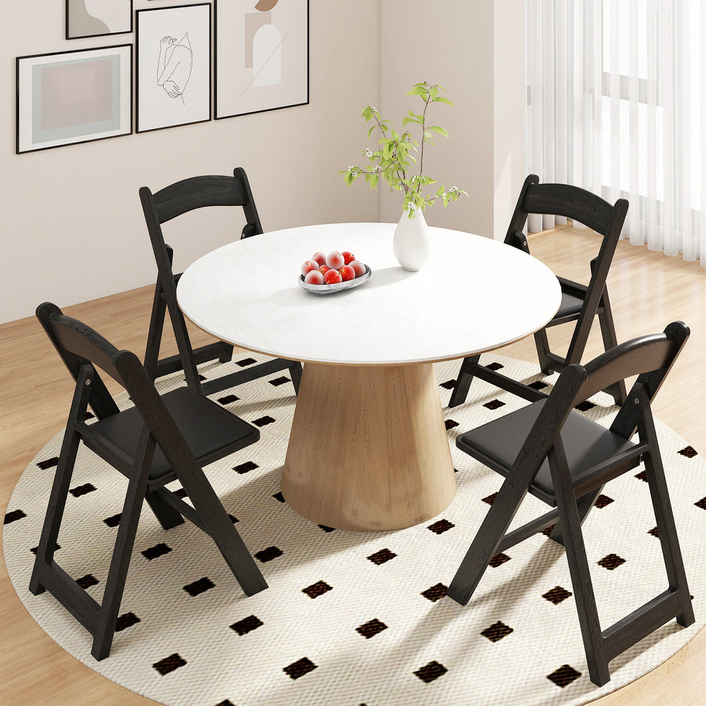 4 Pack Resin Folding Chairs with Padded Seat-Black - Gallery View 1 of 8
