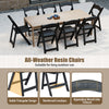 Black resin folding chairs with padded seats, featuring a portable design for weddings and parties, ideal for outdoor.