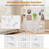 4-panel pegboard display stand in white with solid wood frame, ideal for home or commercial use as a room divider.