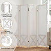 Four-panel pegboard room divider with solid paulownia wood frame, featuring multiple peg holes for versatile storage.