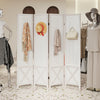 Four-panel pegboard room divider with a solid wood frame, featuring versatile storage options for home or commercial.