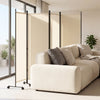 4-Panel Room Divider with Lockable Wheels for Living Room-Beige - Gallery View 1 of 10