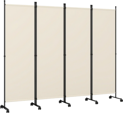 Costway 4-Panel Room Divider with Lockable Wheels 30812826 New