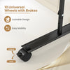 Close-up of lockable wheels on a 4-panel room divider, featuring easy mobility and a durable metal frame for stability.