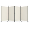 4 Panel Room Divider 6 FT Tall Folding Privacy Screen with Curved Metal Feet-White - Gallery View 1 of 1