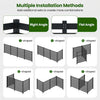 4-panel black wooden outdoor privacy fence with ground stakes, featuring flexible layouts for various installations.