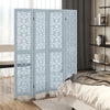 4/6 Panel Wooden Room Divider with Carved Cutout Pattern and Solid Wood Frame-4 Panel - Gallery View 1 of 10