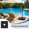 4-piece black umbrella base with realistic wood-grain finish, designed for 9-10 ft offset patio umbrellas, ensuring.