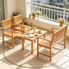 Four-piece outdoor acacia wood seating set with lattice backrests, perfect for patio or garden relaxation.