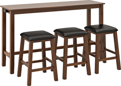 Costway Bar Table Set 4-Piece with PVC Leather Upholstered Bar Stools New