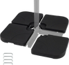4-piece heavy-duty black cantilever umbrella base with U-locking pins for stability, fits 9-10 ft umbrellas.