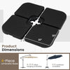 4-piece heavy-duty black umbrella base with U-locking pins, designed for 9-10 ft offset umbrellas, ensuring stability.