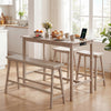 4-Piece Counter Height Dining Table Set with Power Outlet Solid Rubber Wood Kitchen Table-Light Gray - Gallery View 1 of 11