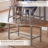 Counter height dining table set with gray solid rubber wood, featuring built-in footrests and reinforced crossbar for.