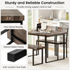 4-piece gray dining table set featuring a robust metal frame, thick wood boards, and anti-scratch foot pads for.