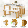 4-piece dining table set with faux marble top, golden legs, and adjustable pads for balance, perfect for stylish dining.
