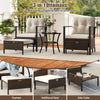 4-piece outdoor furniture set featuring a glass-topped coffee table and multifunctional ottomans for poolside.