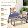 Close-up of the acacia wood tabletop of the 4-piece patio set, highlighting its elegant finish and solid construction.