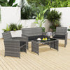 4 Piece Patio Conversation Set Rattan Chair Loveseat and Table Set-Black - Gallery View 1 of 11