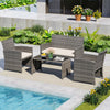 4 Piece Patio Conversation Set Rattan Chair Loveseat and Table Set-Off White - Gallery View 1 of 10