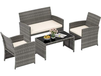 Costway 4-Piece Patio Conversation Set Rattan Chair Loveseat Table 36762739 New
