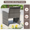 Handwoven mix gray PE rattan chair with ergonomic backrest, ideal for outdoor patio relaxation.