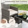 Single rattan chair with off-white cushion, featuring a sturdy frame and ergonomic design for outdoor relaxation.