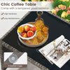 Chic coffee table with tempered glass top and rattan design, perfect for outdoor patio relaxation.
