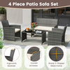 4-piece patio conversation set featuring handwoven gray PE rattan, ergonomic design, and soft cushions for outdoor.